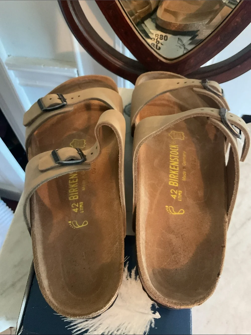 Birkenstock Tan Double-Buckle Leather Sandals